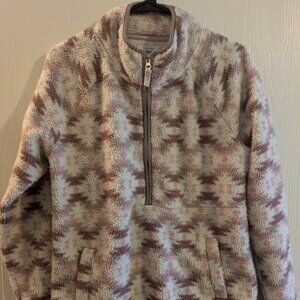 Maurice's Geometric Pattern Half Zip Sherpa Pullover Sweatshirt Size Large